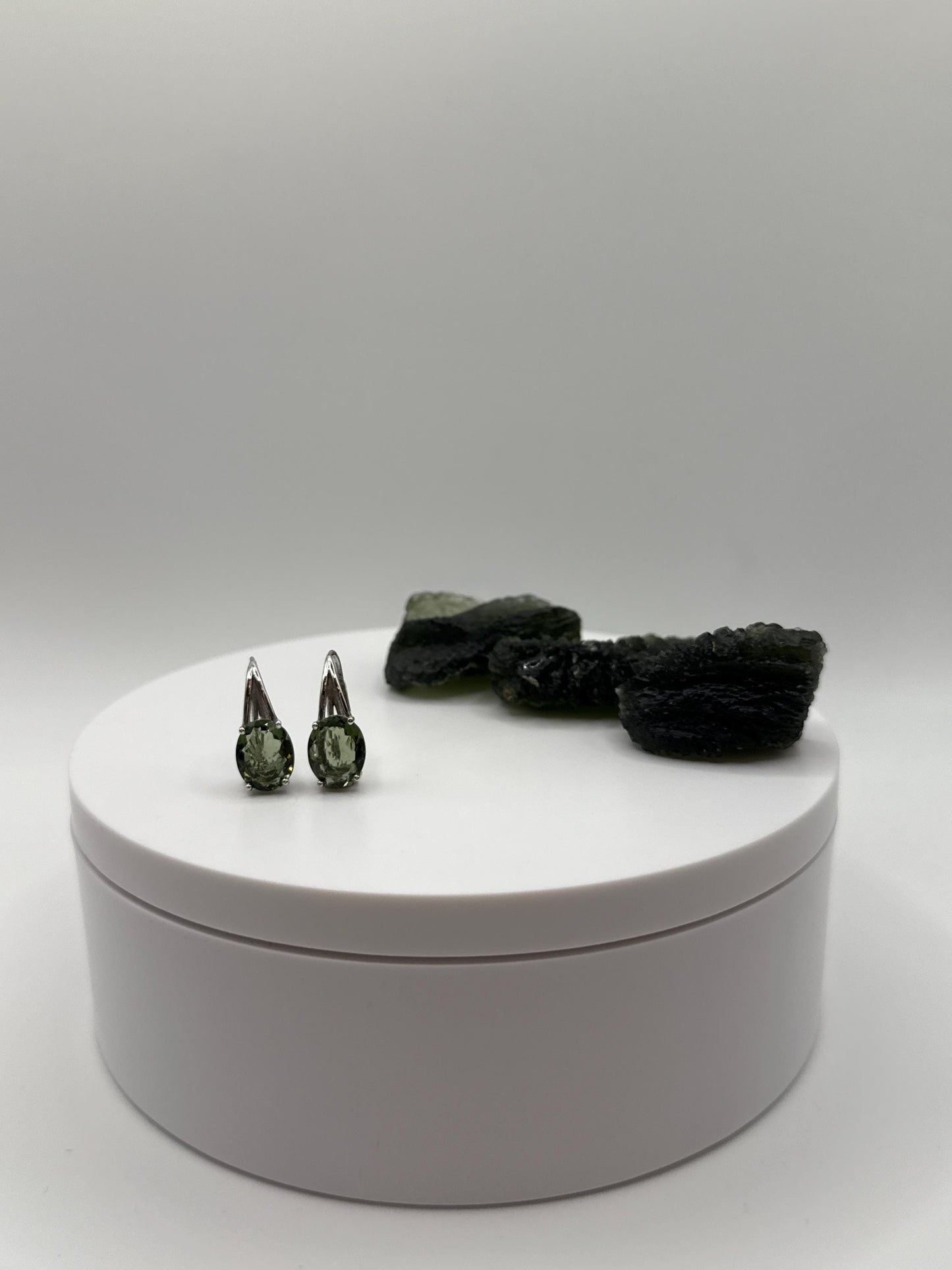 Minimalist Moldavite Earrings – Sterling Silver - Weight 2.94 Grams