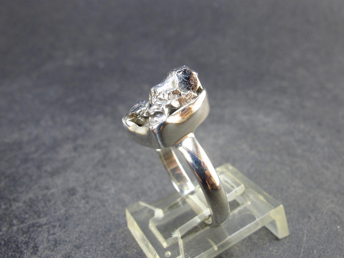 Large Meteorite Campo Del Cielo Sterling Silver Ring from Argentina - 3.98 Grams - Size 7