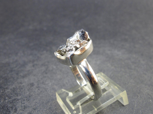 Large Meteorite Campo Del Cielo Sterling Silver Ring from Argentina - 3.98 Grams - Size 7