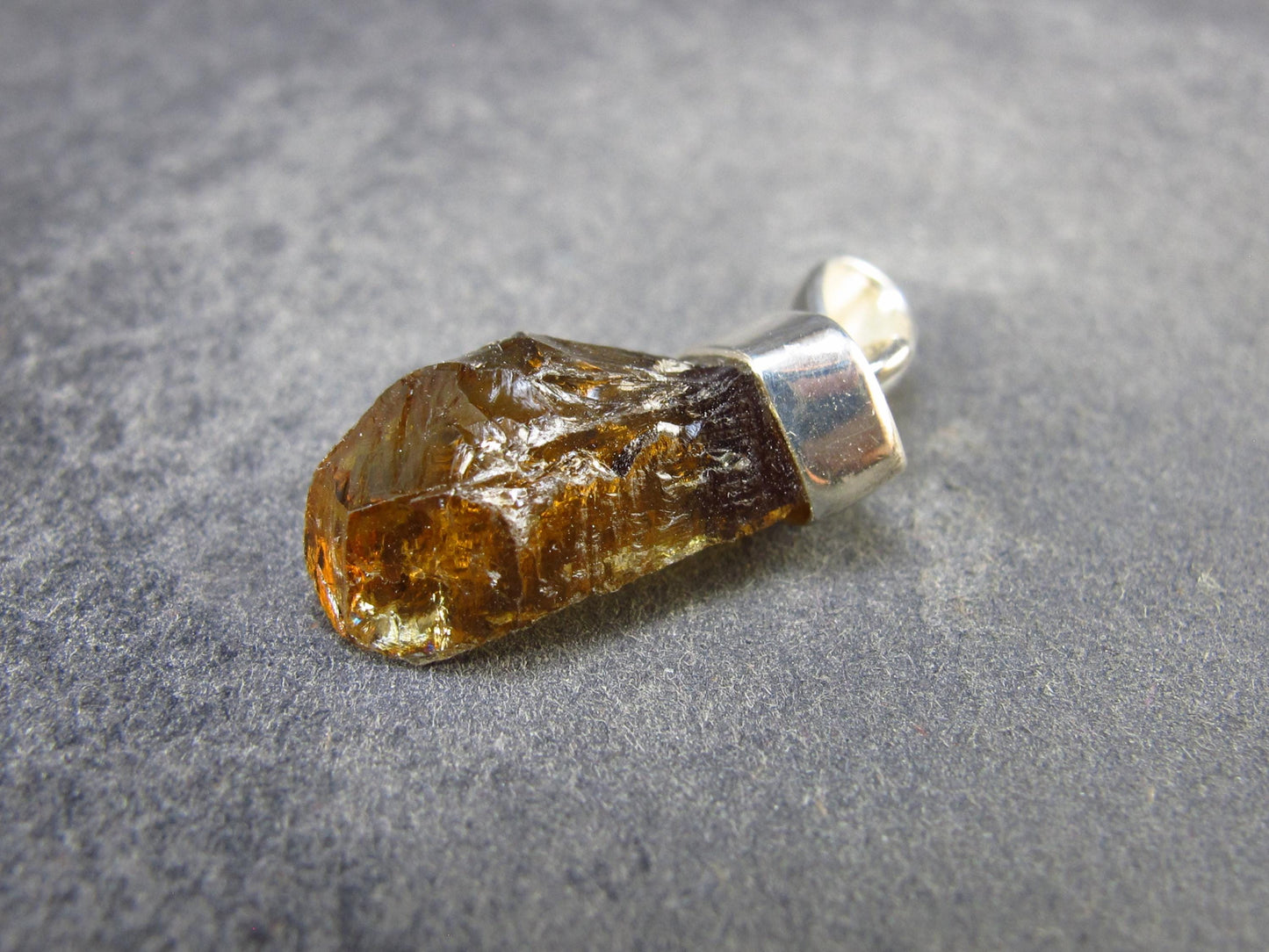 Natural Unheated Citrine Sterling Silver Pendant from Zambia - 1.1" - 2.50 Grams