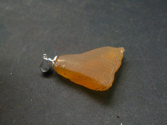 Raw Fire Opal Sterling Silver Pendant From Mexico - 1.1" - 2.21 Grams