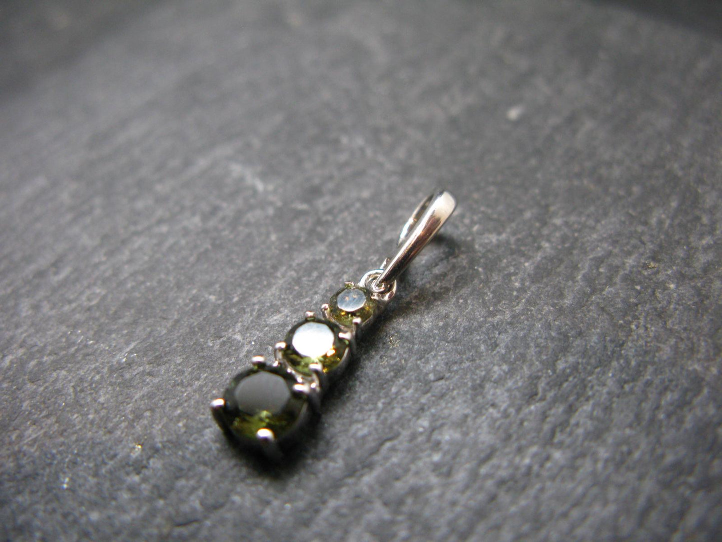 Moldavite Tektite Silver Pendant from Czech Republic - 0.8" - 0.92 Grams
