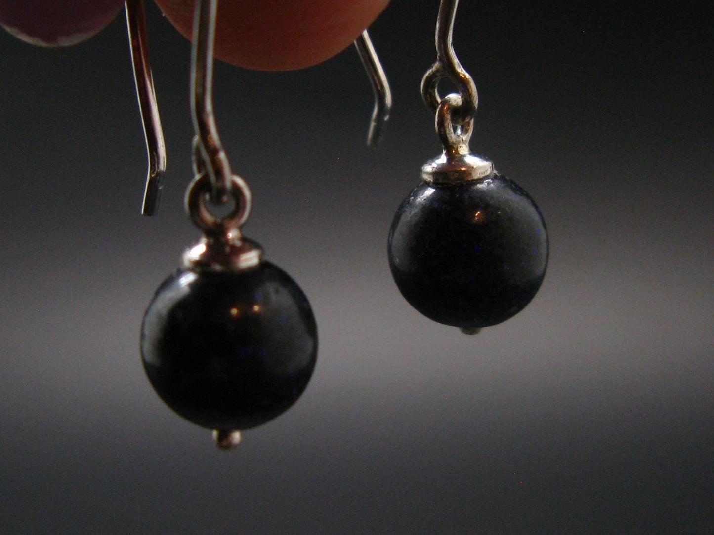 Rare Black Opal Silver |Earrings From Australia - 1.0" - 1.97 Grams
