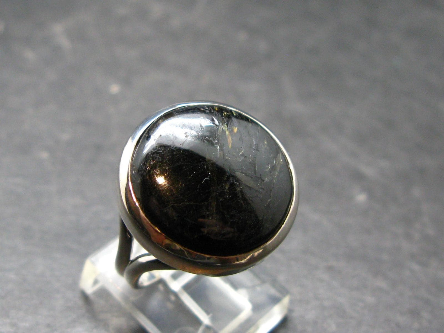 Real!! Very Rare Nuumite Nuummite Sterling Silver Ring from Greenland - 7.75 Grams - Size 8
