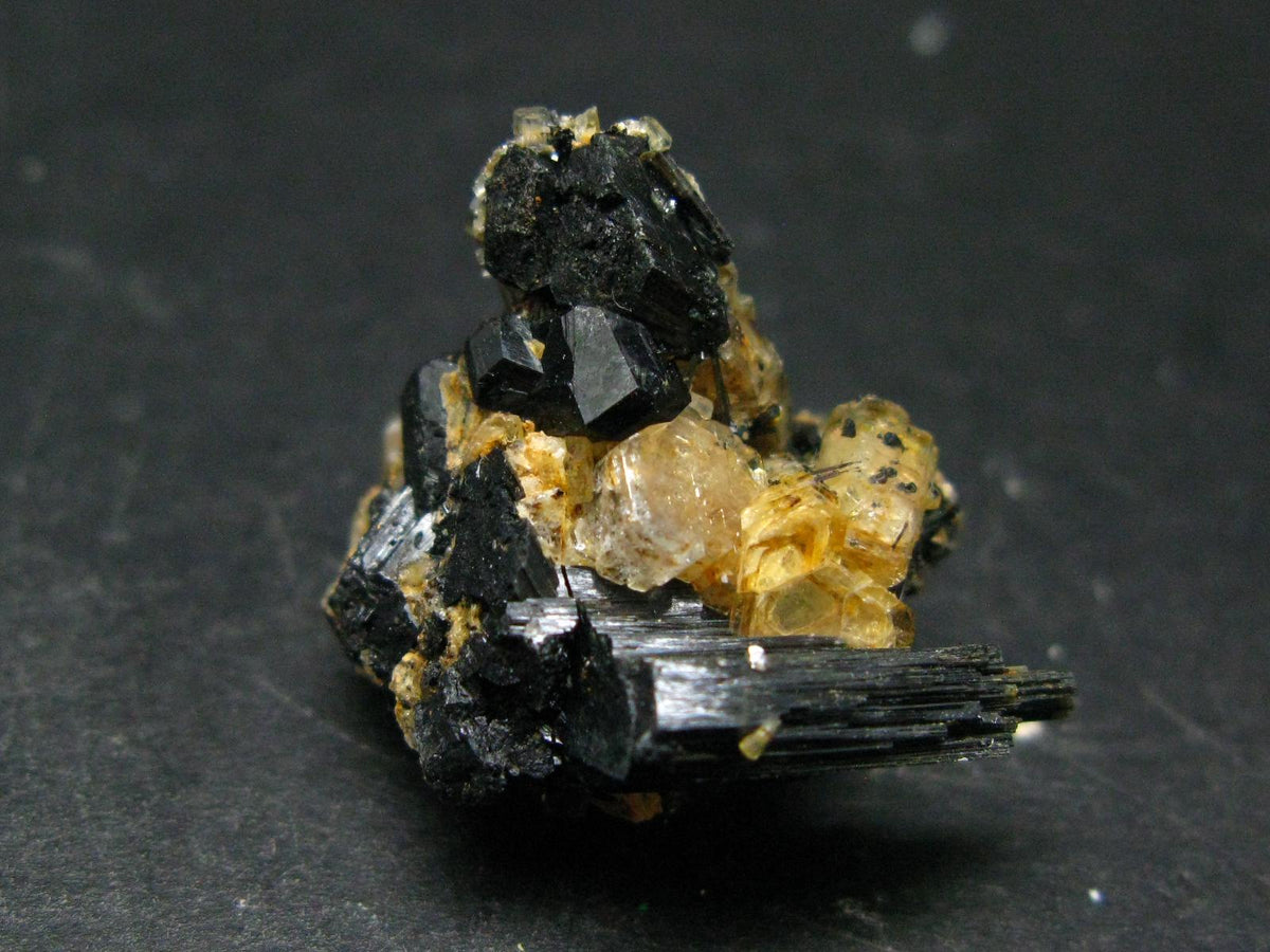Clear Goshenite Beryl on Black Tourmaline Cluster From Namibia - 1.2" - 8.94 Grams