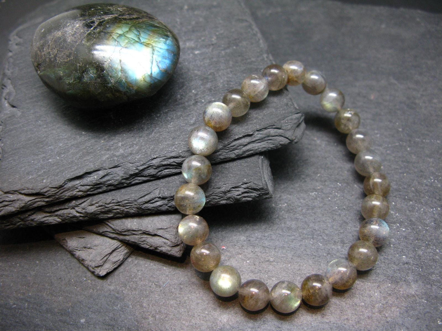Labradorite Genuine Bracelet ~ 7 Inches ~ 8mm Round Beads