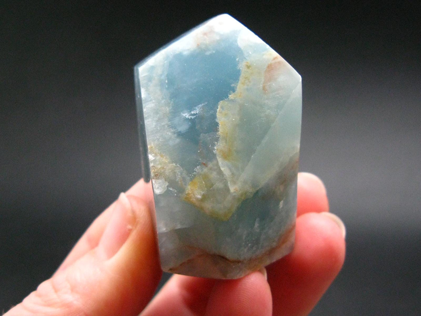 Aquatine Blue Calcite Tumbled Stone from Argentina - 1.7"- 67.40 Grams