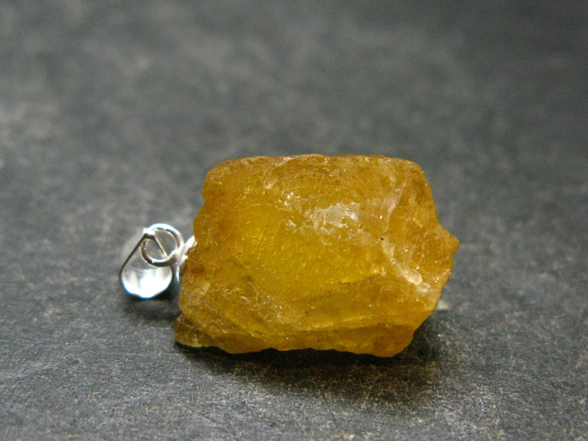 Heliodor (Yellow Beryl) Crystal Silver Pendant From Brazil - 0.9" - 3.61 Grams