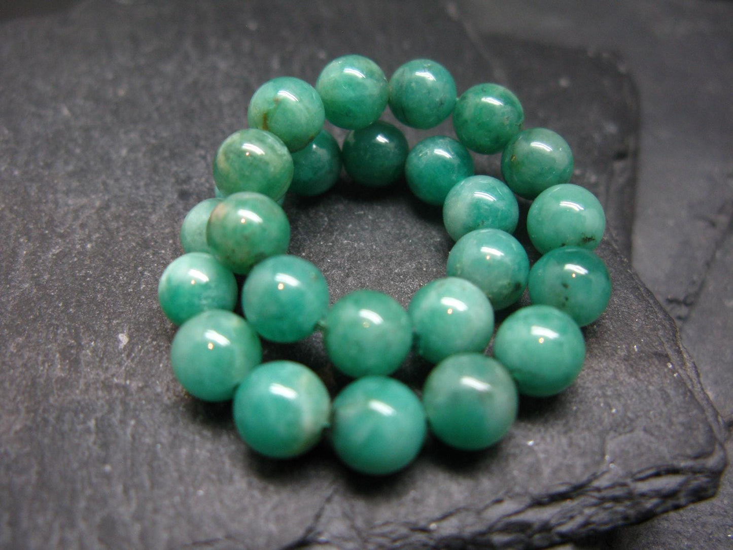 Emerald Gem Genuine Bracelet ~ 7 Inches ~ 7mm Round Beads