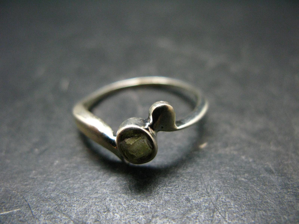 Cute Gem Moldavite Sterling Silver Ring From Czech Republic - Size 6.5 - 1.58 Grams