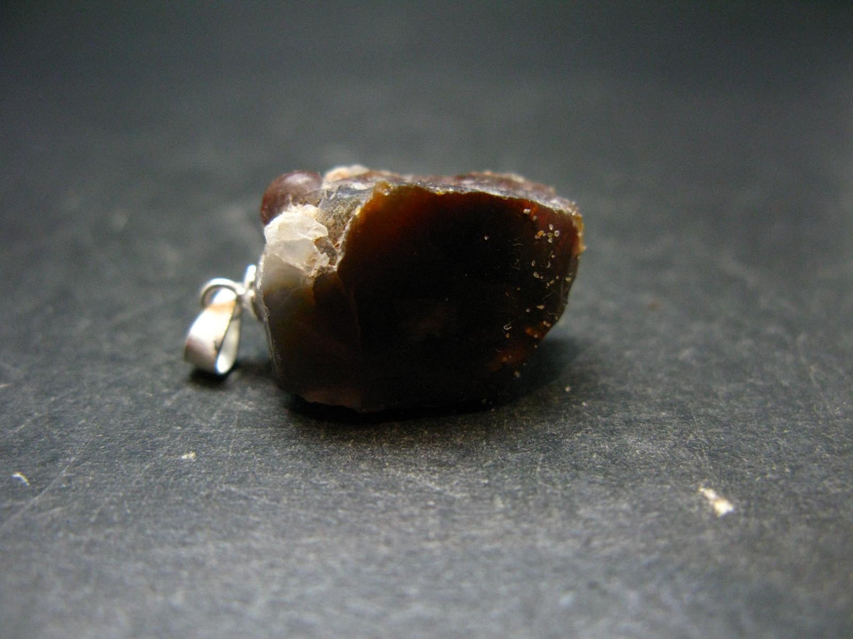 Fire Agate Silver Pendant From Mexico - 1.1" - 5.03 Grams