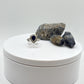 Pear Sapphire Halo Ring | Sterling Silver, September Birthstone (Size 7.5)