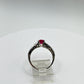 Ruby Solitaire Ring | Sterling Silver Pavé Band, Size 8