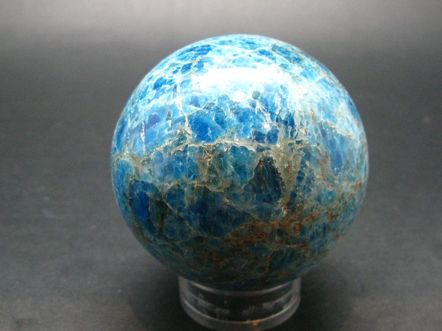 Large neon blue Apatite sphere from Madagascar- 364.5 GRAMS - 2.3"