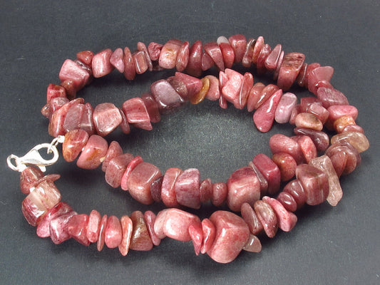 Rare Thulite Necklace Beads From Norway - 18"