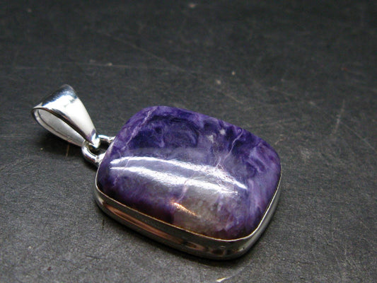 Rare High-Quality Charoite Silver Plated Pendant From Russia - 1.4" - 5.92 Grams