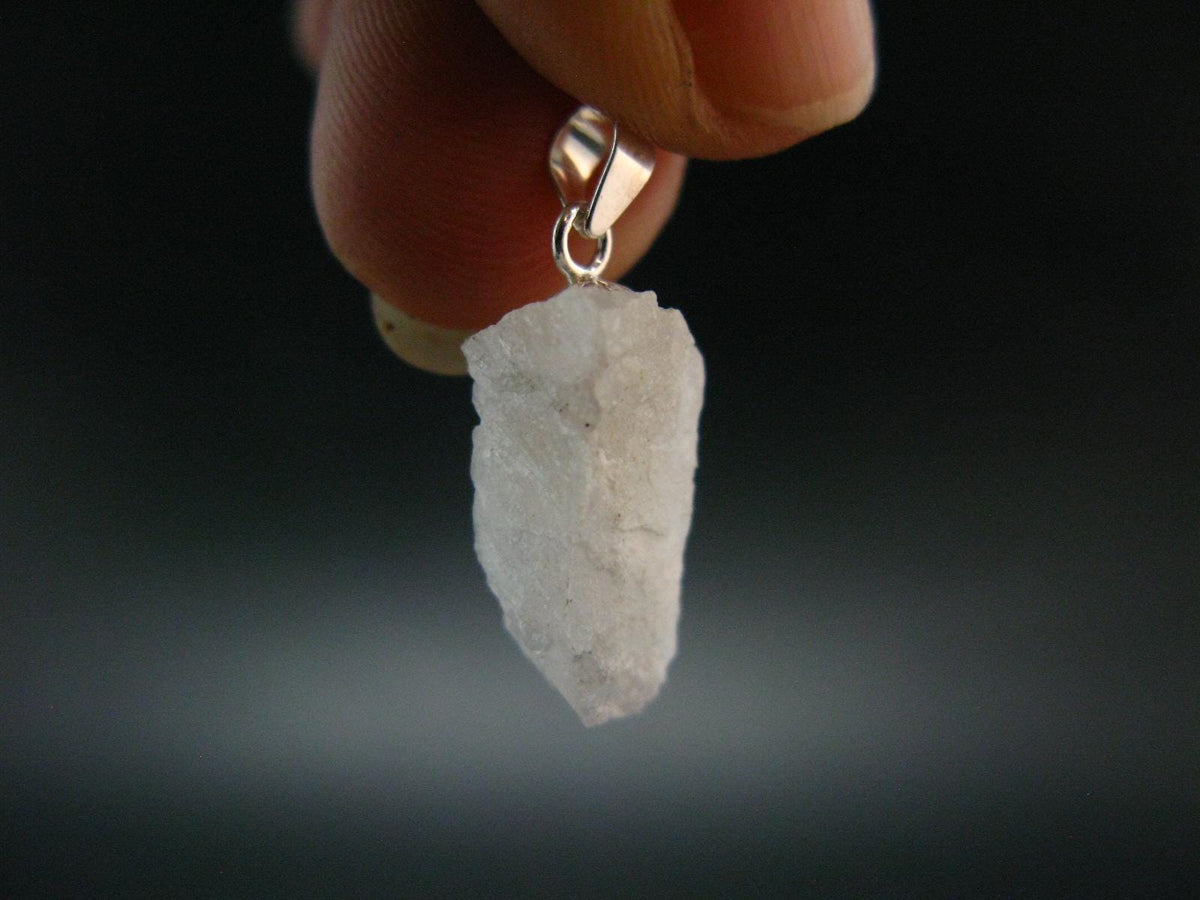 Natrolite Sterling Silver Pendant Necklace From Russia - 0.9" - 1.28 Grams