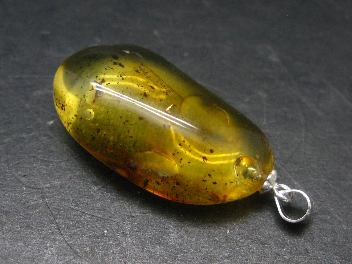 Natural Insects in Baltic Amber 925 Silver Pendant from Poland - 1.6" - 3.90 Grams