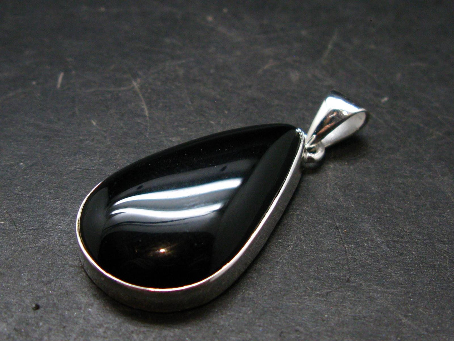Black Onyx Silver Plated Pendant From Brazil - 7.39 Grams