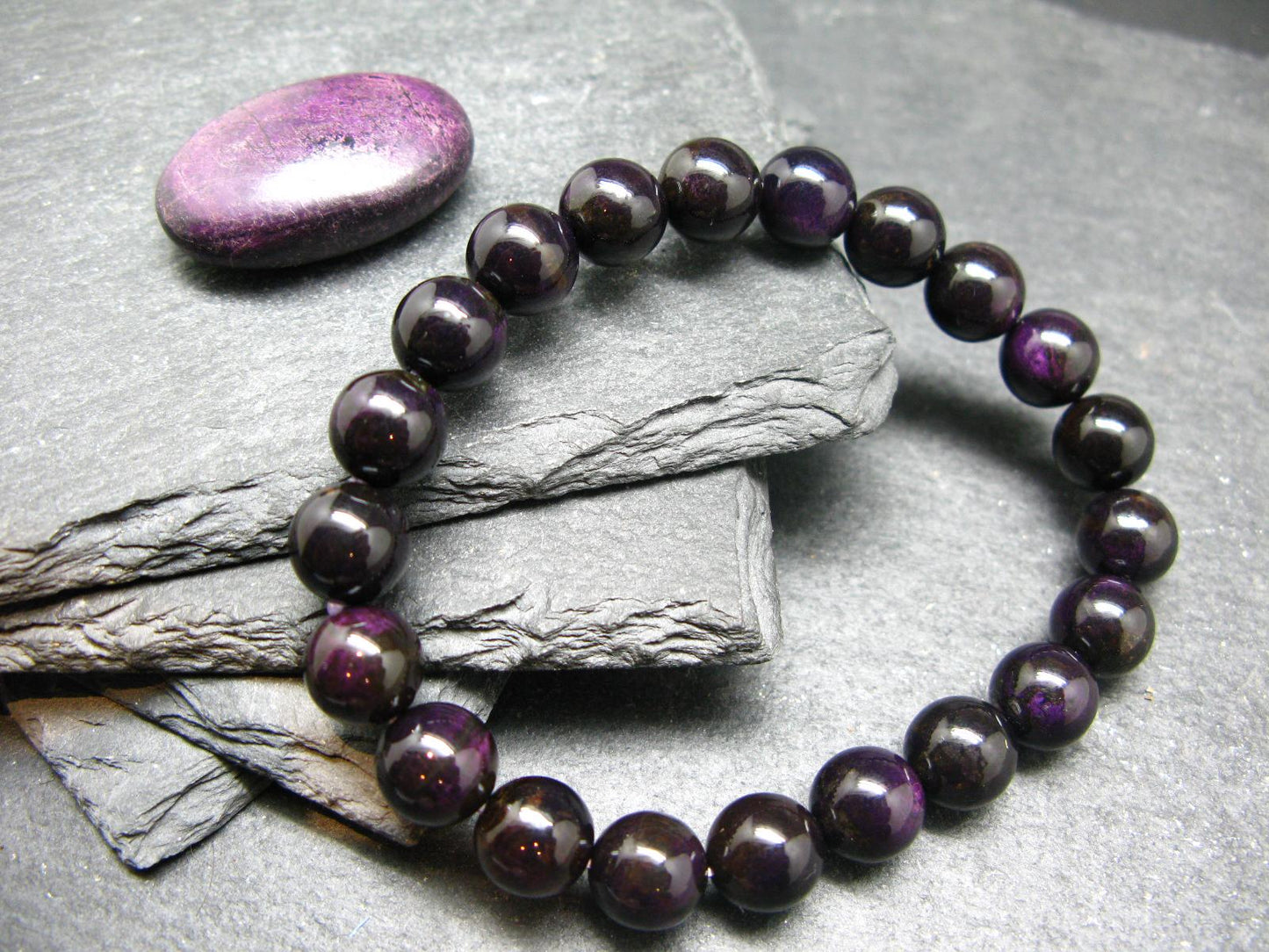 Purpurite Genuine Bracelet ~ 7 Inches ~ 9mm Round Beads