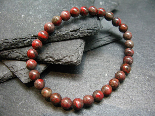 Cinnabar Genuine Bracelet ~ 7 Inches ~ 6mm Round Beads