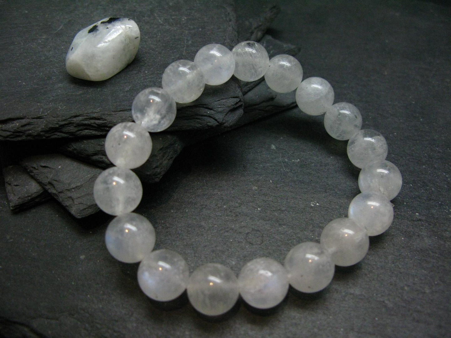 Moonstone Genuine Bracelet ~ 7 Inches ~ 12mm Round Beads