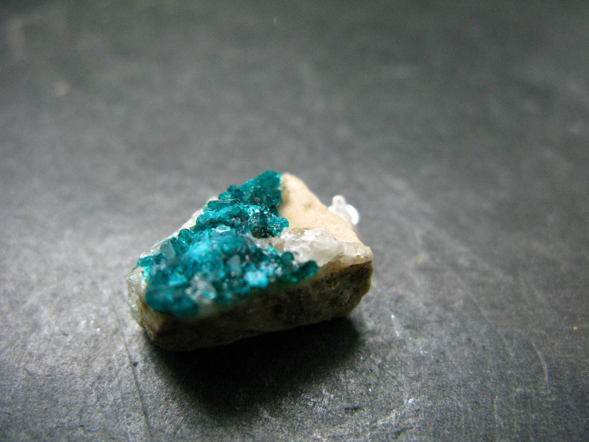 Dark Green Sparkling Gemmy Dioptase Silver Pendant from Kazakhstan - 0.9" - 3.55 Grams