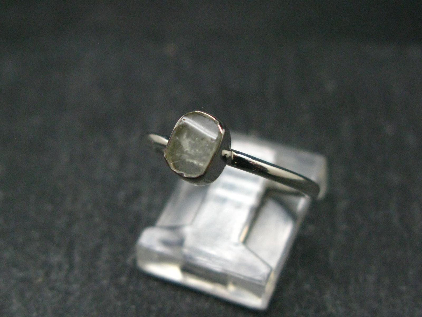 Green Herderite Silver Ring From Brazil - 1.77 Grams - Size 7