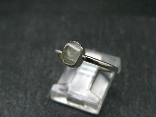 Green Herderite Silver Ring From Brazil - 1.77 Grams - Size 7
