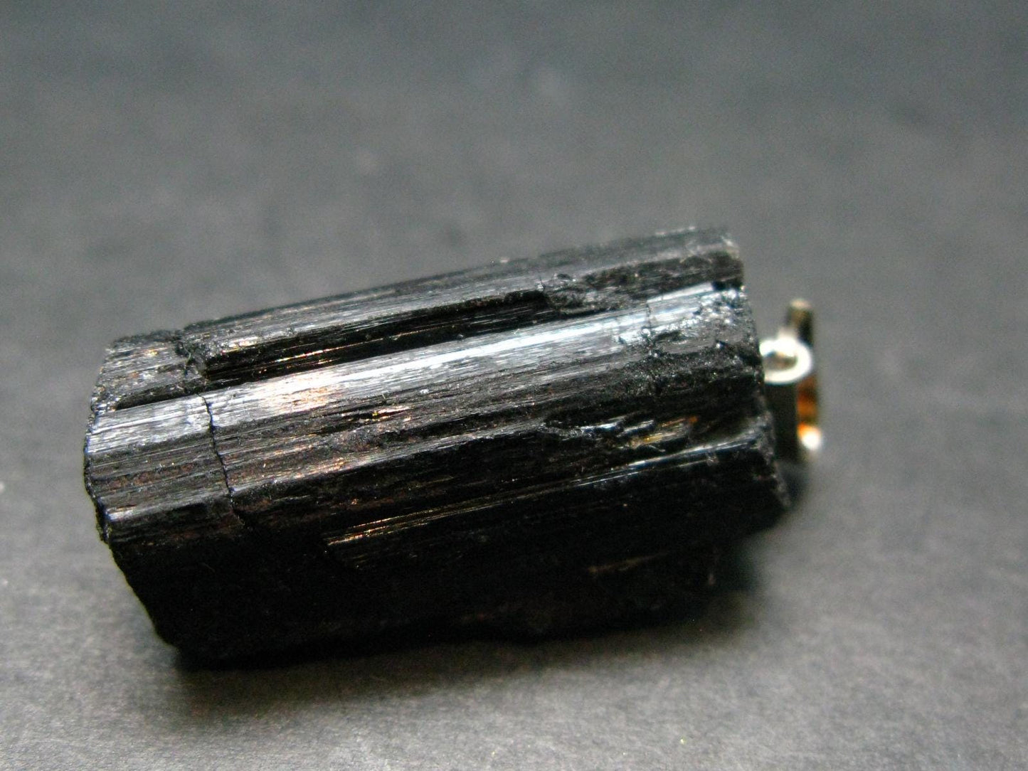 Black Tourmaline Schorl Silver Pendant From Brazil - 1.2"
