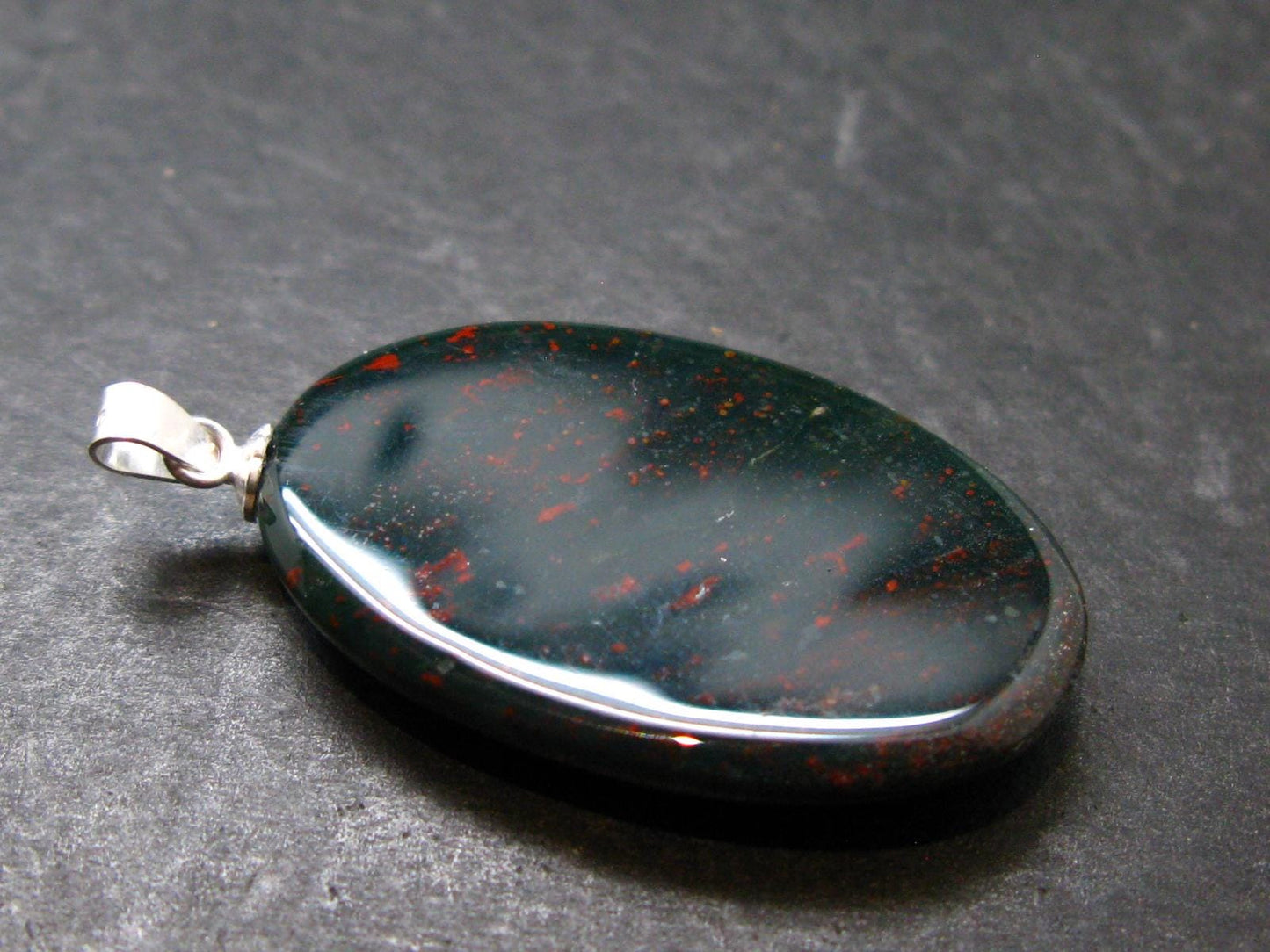 Bloodstone Silver Pendant From India - 1.5" - 5.45 Grams