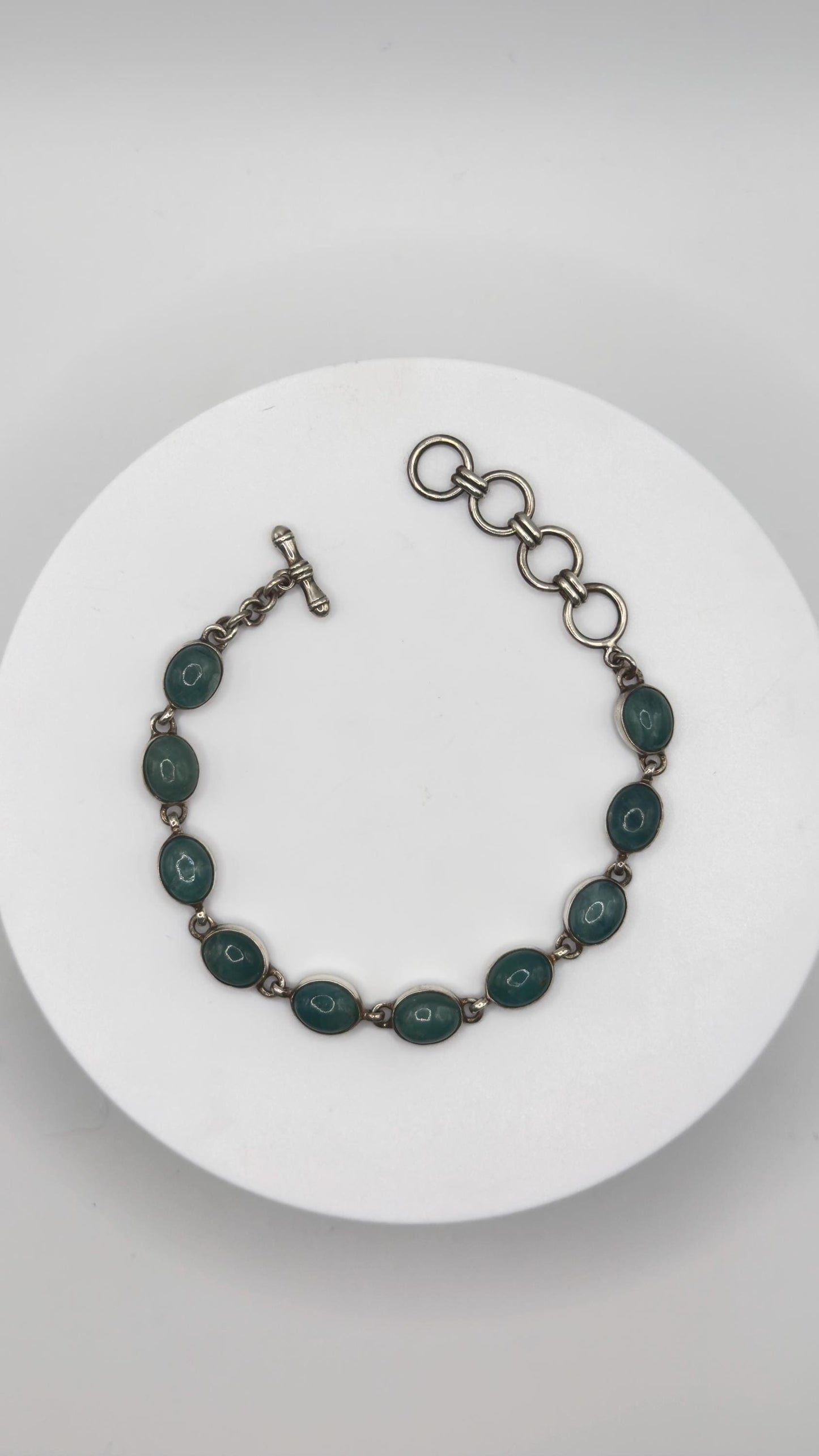 Grandidierite Bracelet Blue Green Gemstone Silver Link Bracelet Minimalist Jewelry Gift