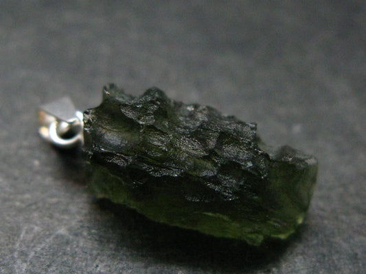 Moldavite Tektite Silver Pendant from Czech Republic - 0.9" - 1.31 Grams