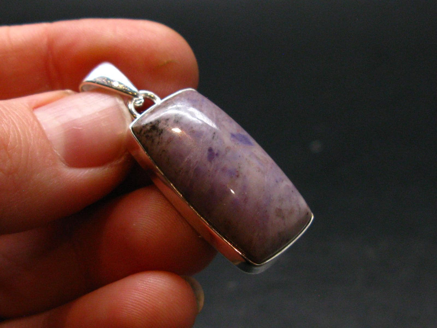 Purple Jade Silver Plated Pendant From Turkey - 1.5" - 6.01 Grams