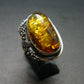 Natural Baltic Amber 925 Silver Ring - Size 6