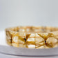 Golden Rutilated Quartz Tile Bracelet – Natural Gemstone Stretch Jewelry