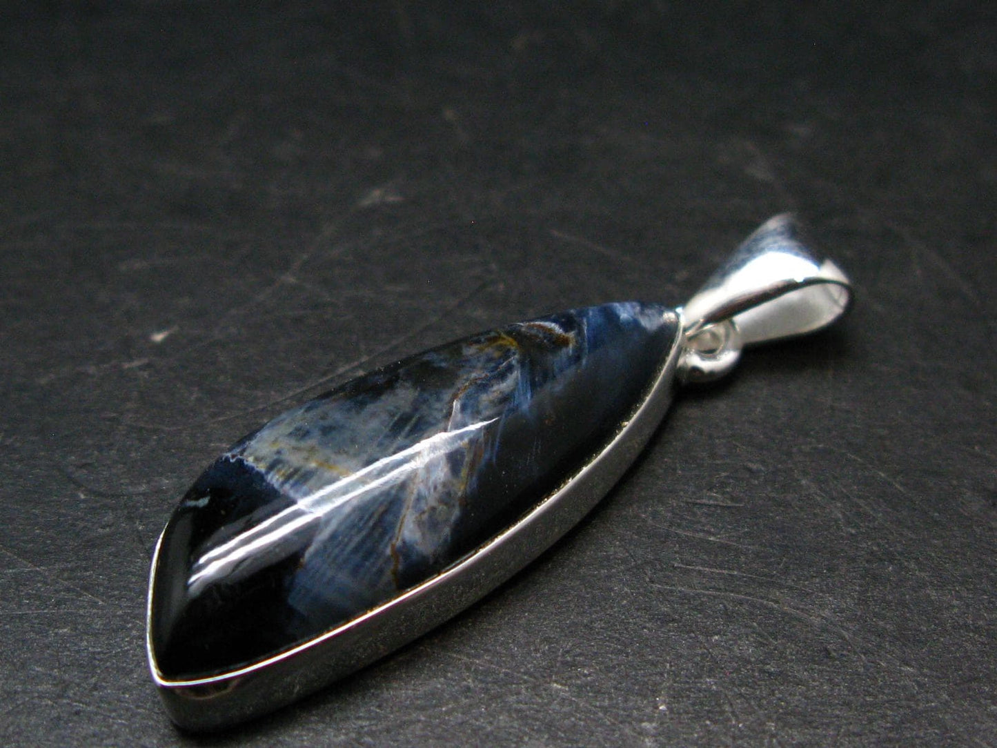 Natural Pietersite Polished Silver Plated Pendant from Namibia - 1.6" - 4.74 Grams