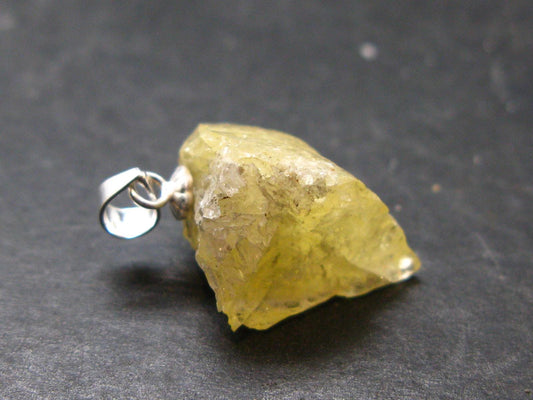 Large Natural Agni Gold Danburite Sterling Silver Pendant from Tanzania - 0.9" - 3.15 Grams