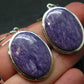 Lilac Stone!!! Stunning Silky Charoite AAA Quality Earrings From Russia - 1.5" - 11.91 Grams