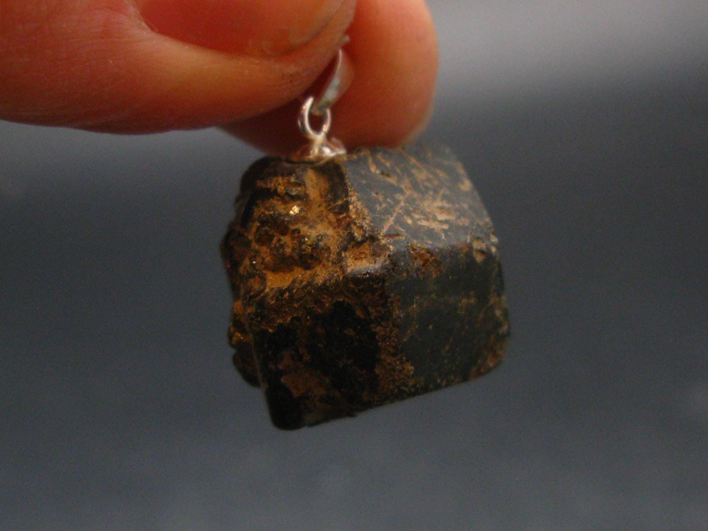 Sharp Black Melanite Andradite Garnet Silver Pendant From Mali - 0.9" - 9.5 Grams
