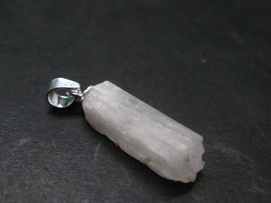 Rare Clear Natrolite Crystal Silver Pendant From Tanzania - 1.0" - 1.09 Grams