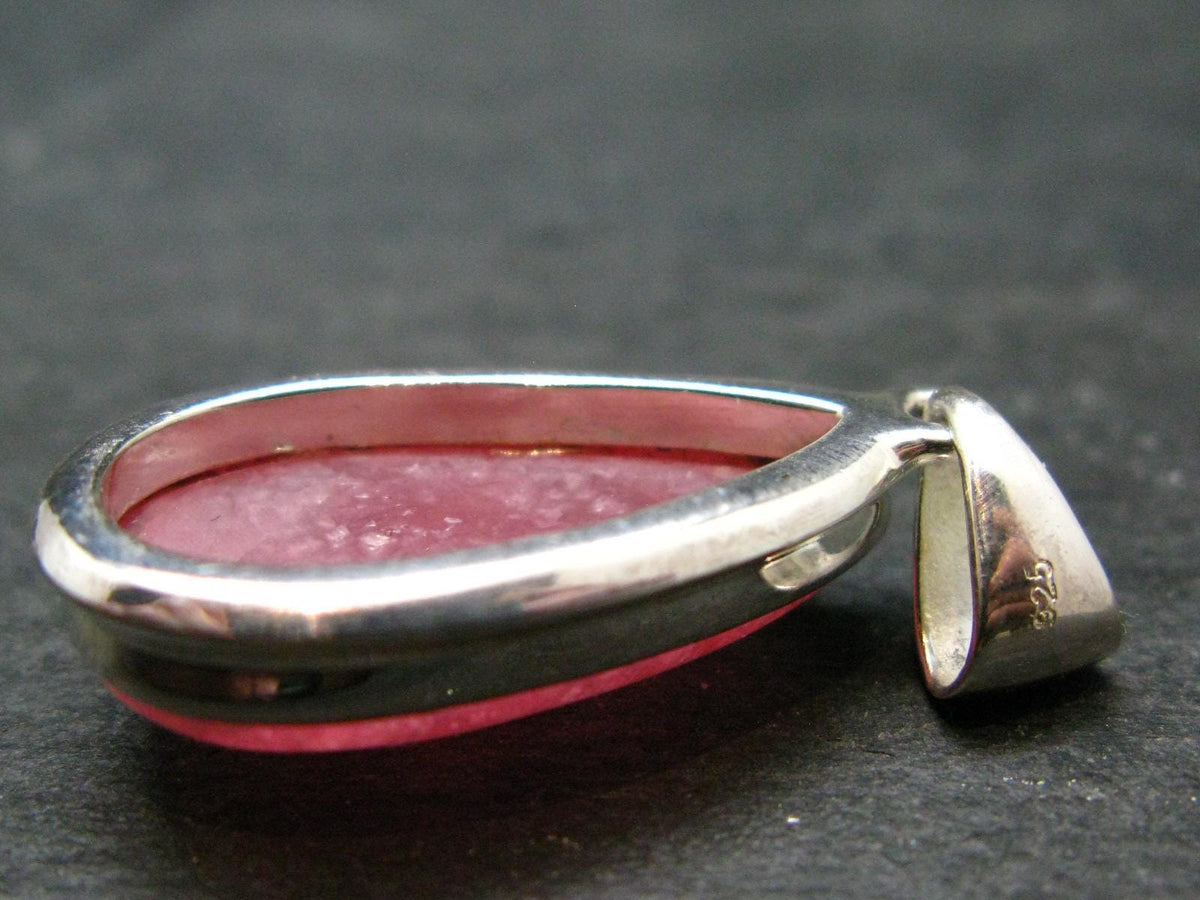Rare Rhodochrosite Sterling Silver Pendant From Argentina - 1.5" - 7.09 Grams