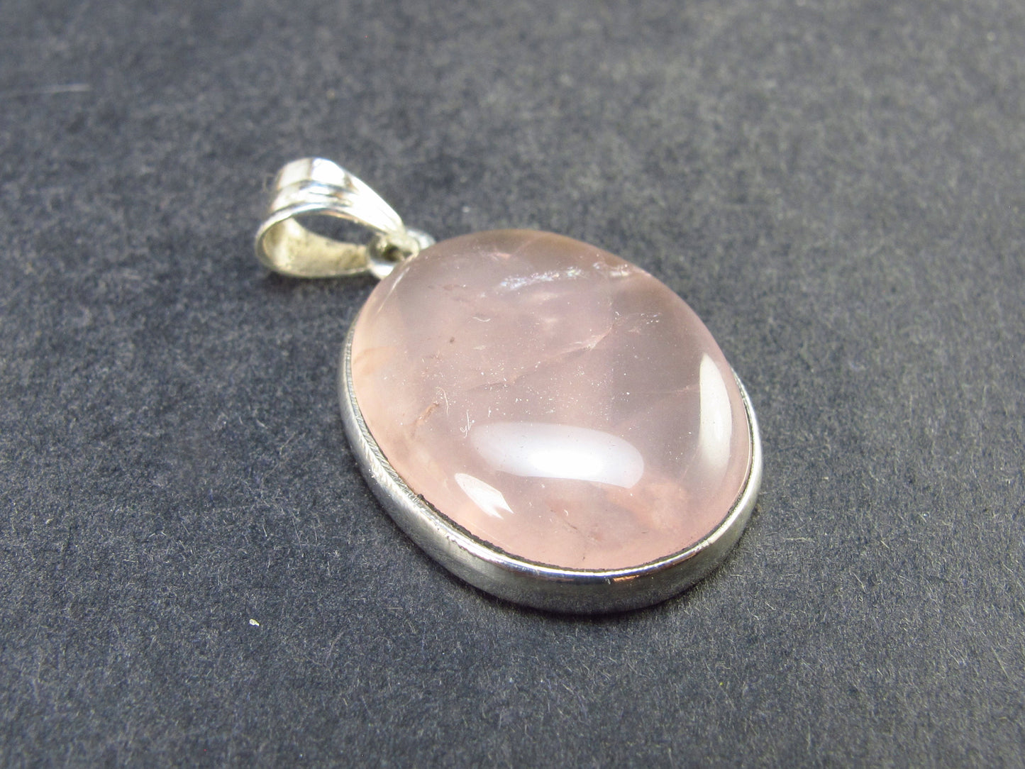 Symbol of Love and Beauty!! Natural Rose Quartz Pendant In 925 Silver From Brazil - 1.3" - 5.84 Grams