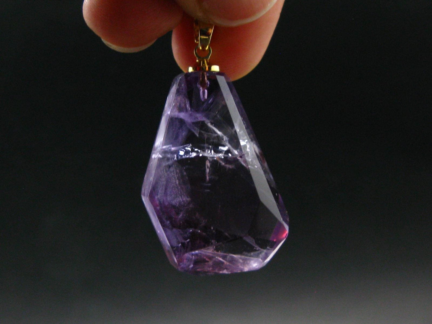 Amethyst Sterling Silver Gold Plated Pendant From Brazil - 1.5" - 10.87 Grams
