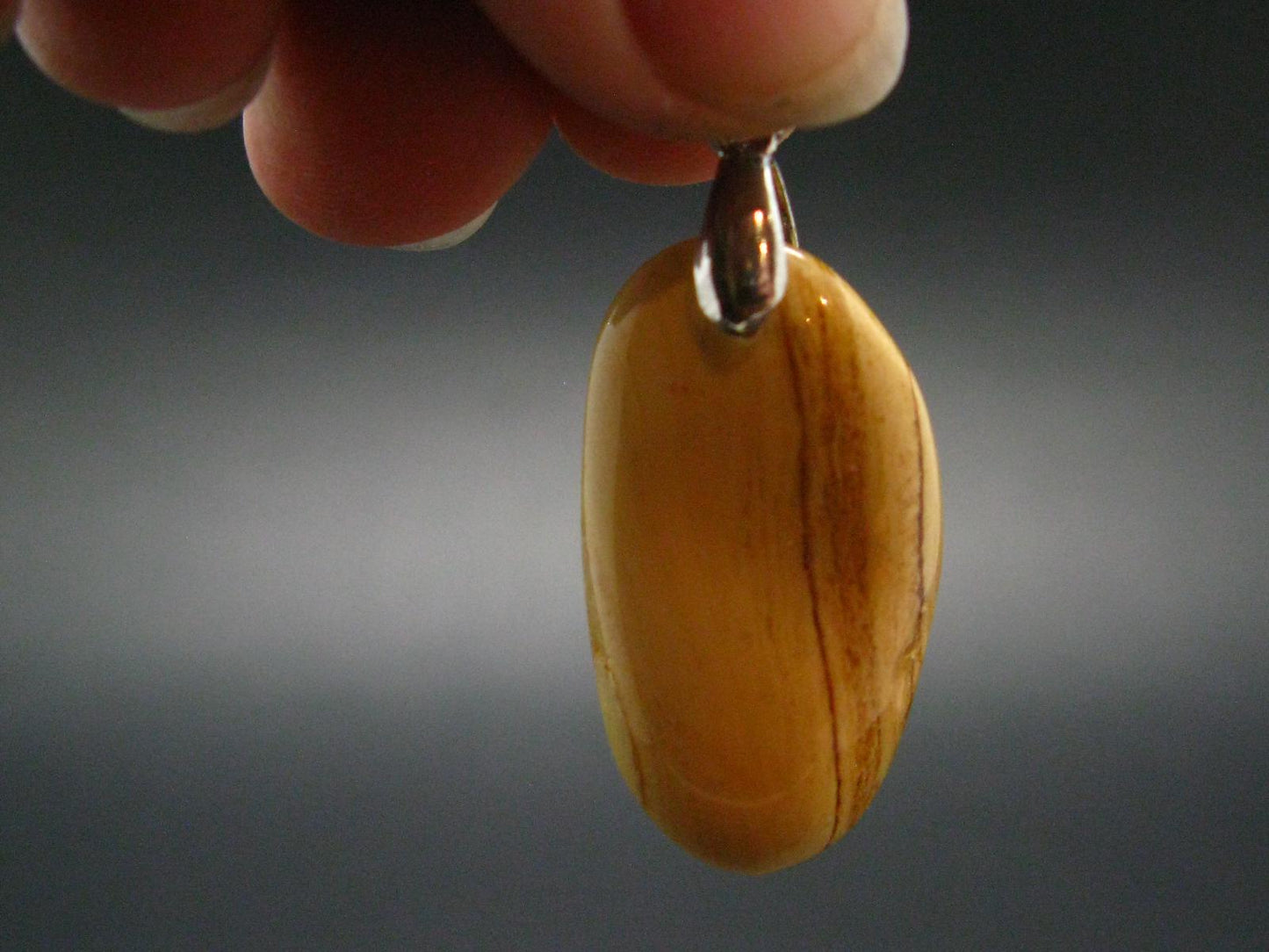 Amber Tumbled Silver Pendant From Poland - 1.5" - 2.80 Grams