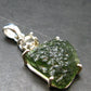 Moldavite & Herkimer Diamond Silver Pendant - 1.5" - 5.8 Grams