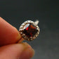 Red Garnet Rhodium Plated Sterling Silver Ring with CZ - Size 8 - 2.47 Grams