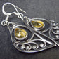 Stone of Success!! Faceted Natural Golden Yellow Citrine 925 Sterling Silver Drop Earrings - 1.9" - 3.72 Grams