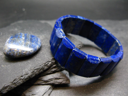Lapis Lazuli Lazurite Genuine Bracelet ~ 7 Inches ~ 22mm Oval Beads