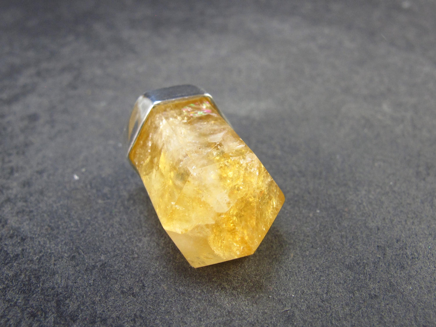 Yellow Citrine Sterling Silver Pendant from Brazil - 1.2" - 6.48 Grams